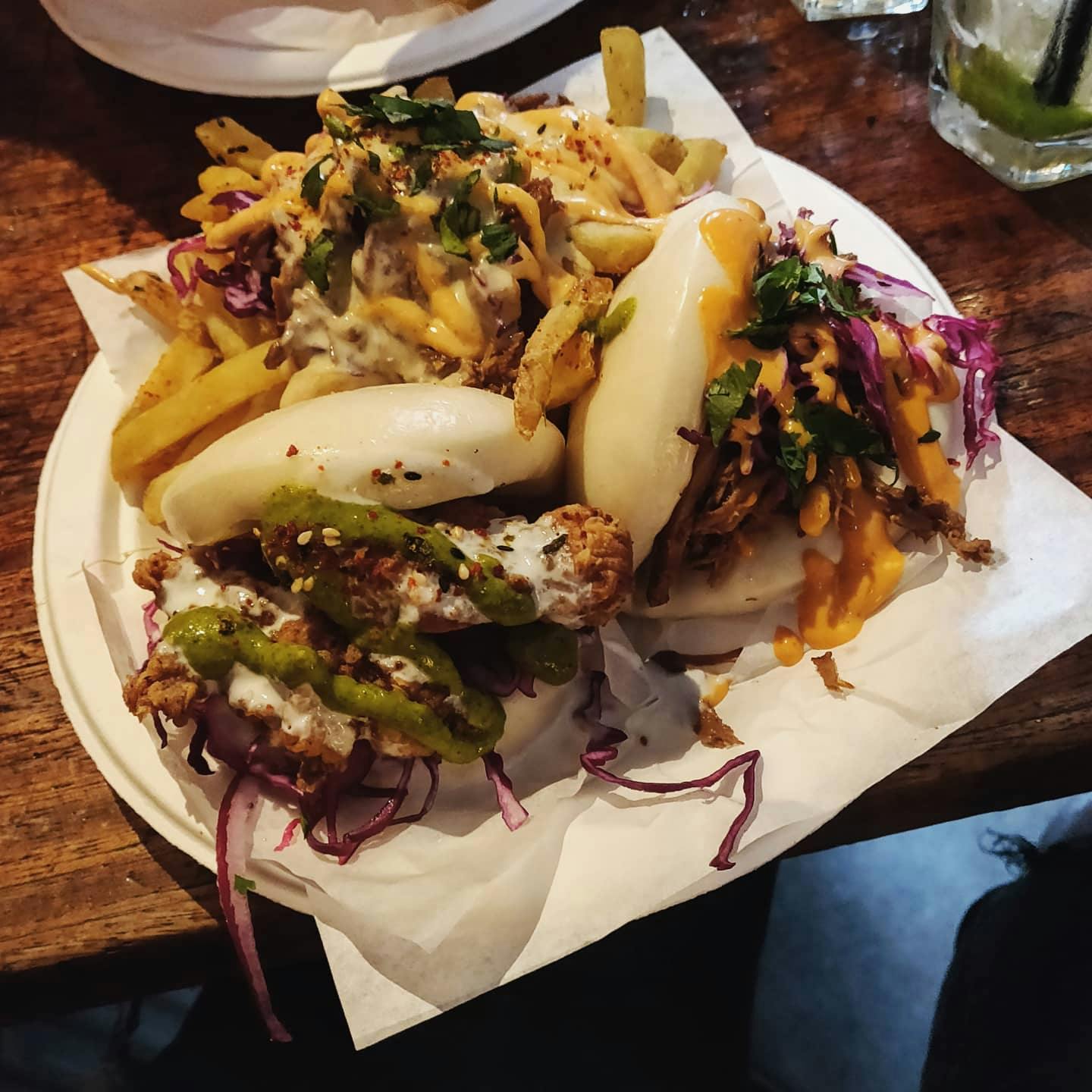 Bao buns and loaded fries for bottomless brunch at Barrowboy