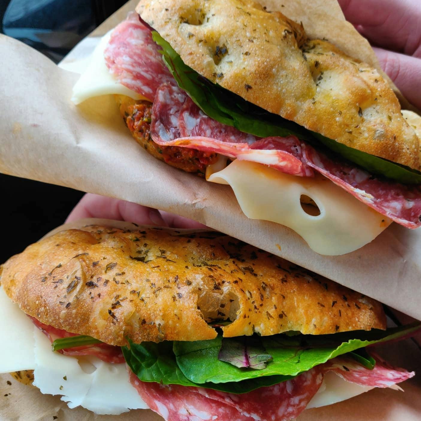 Two loaded sandwiches from Bragazzi's on Abbeydale Road
