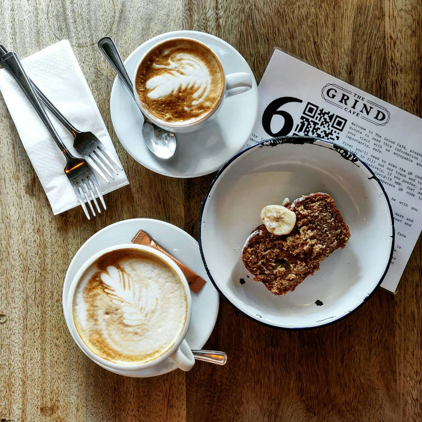 Coffee and cake from The Grind Café in Kelham Island